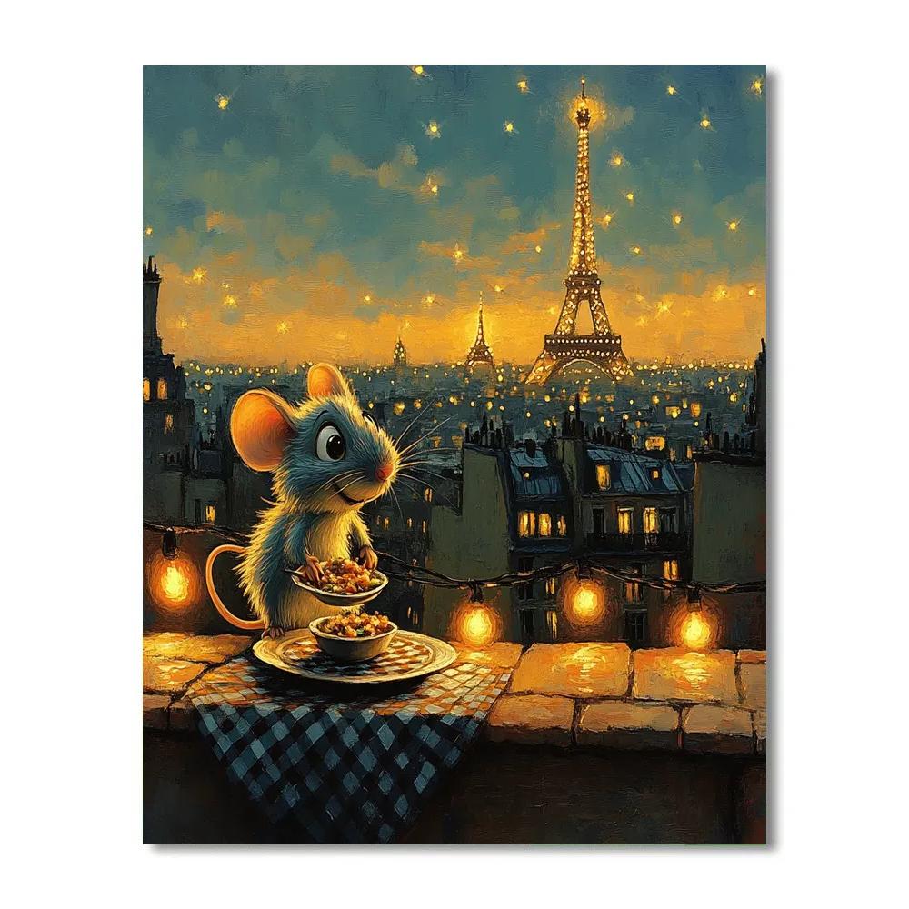 Remy Paris Rooftop Feast Disney Inspired Paint by numbers art