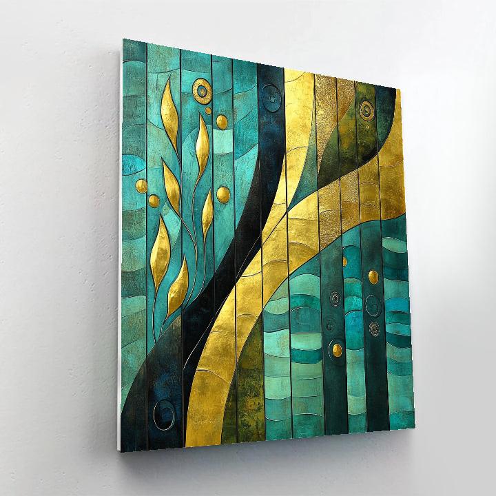 Gustav Klimt Inspired Golden Algae Drift Symphony paint by color