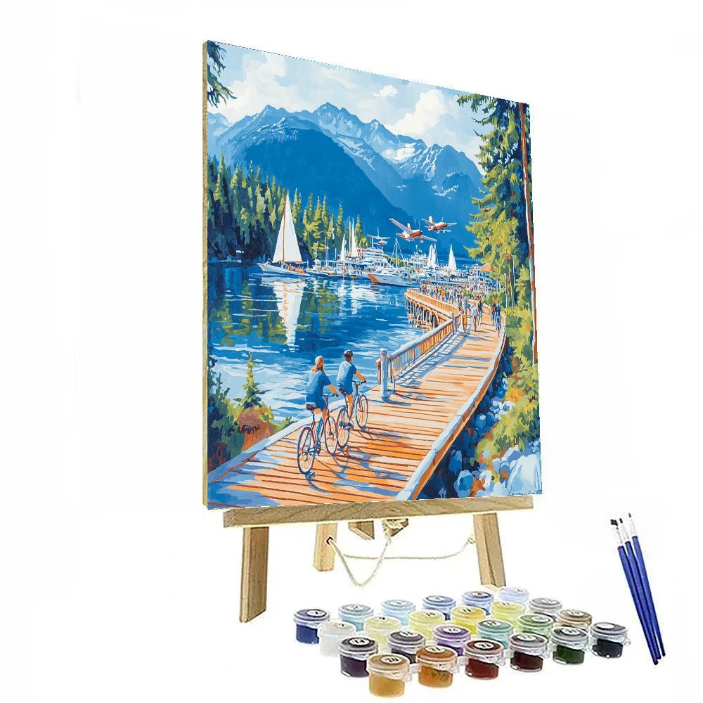Harbourfront Boardwalk Vancouver Canada Paint by numbers art