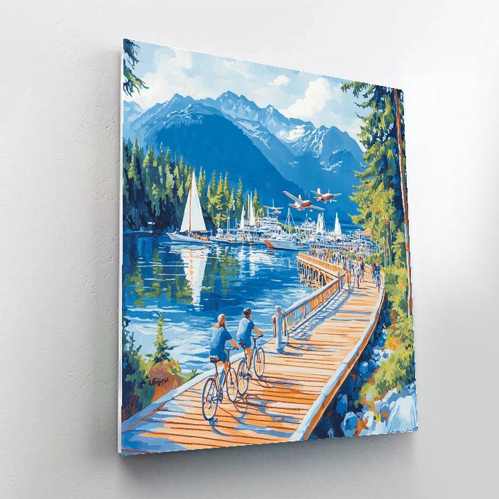 Harbourfront Boardwalk Vancouver Canada Paint by numbers art