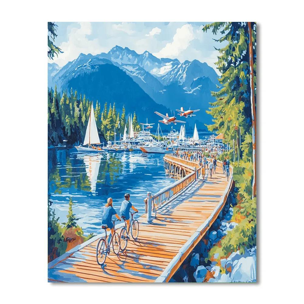 Harbourfront Boardwalk Vancouver Canada Paint by numbers art