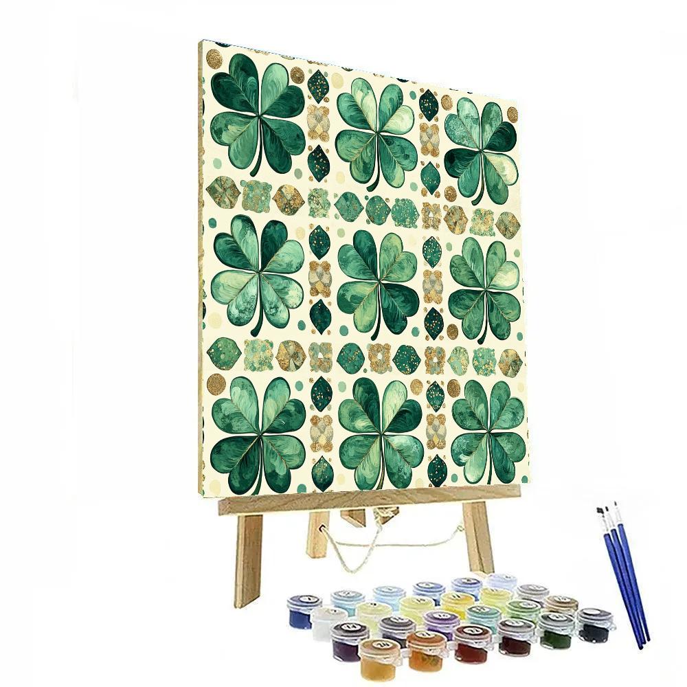 Gustav Klimt Inspired Radiant Clover Geometry DIY paint by numbers