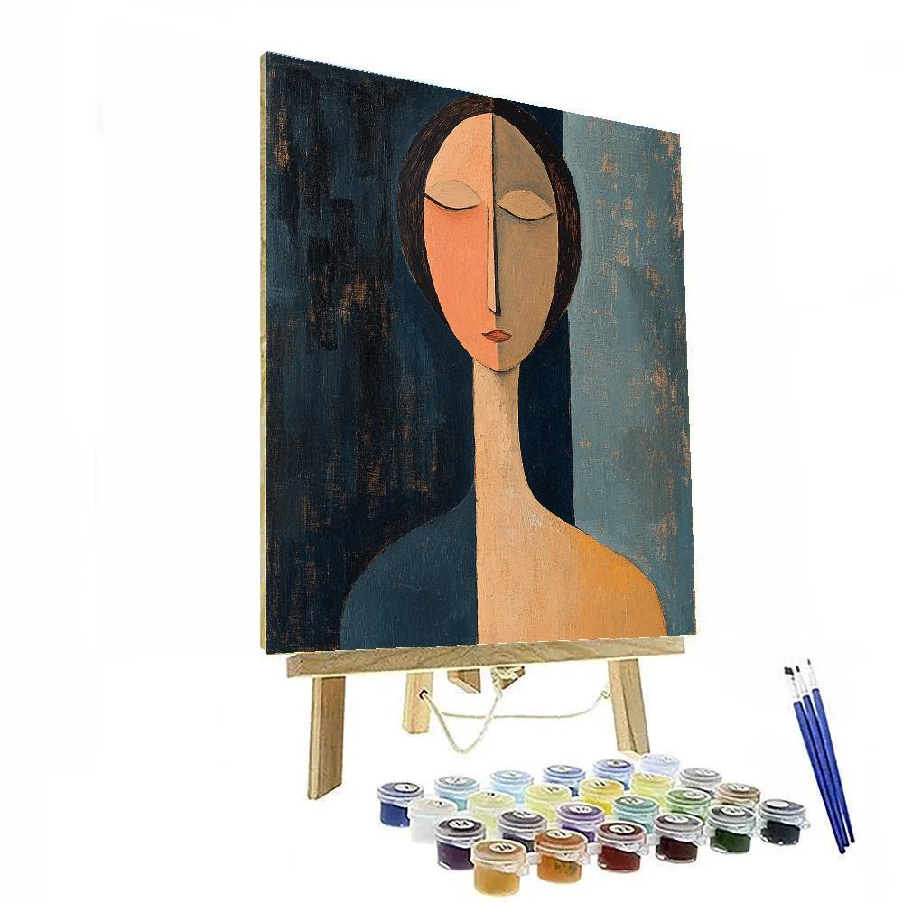 Amedeo Modigliani Inspired Elongated Portrait paint by numbers