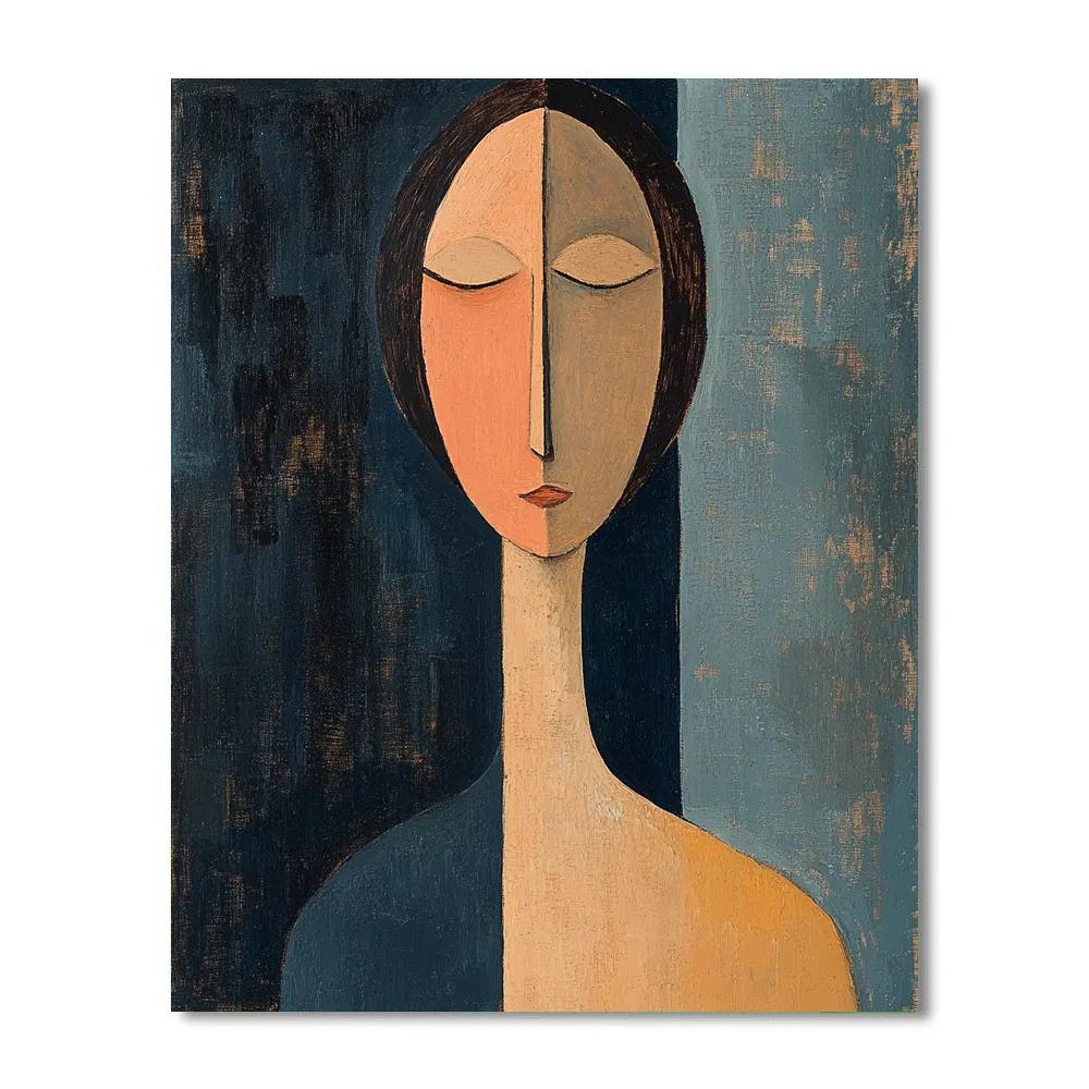 Amedeo Modigliani Inspired Elongated Portrait paint by numbers