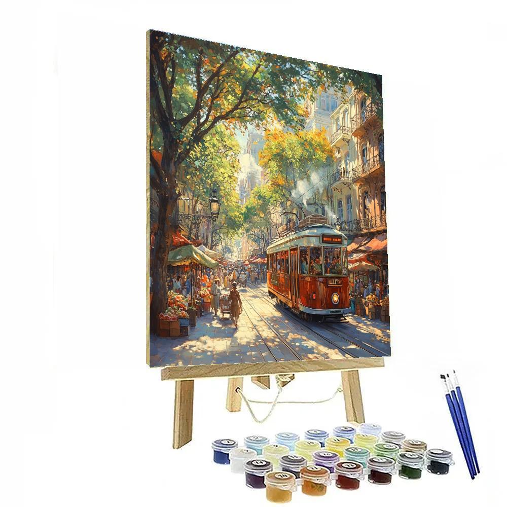 Kolkata Tramway Street India paint by color