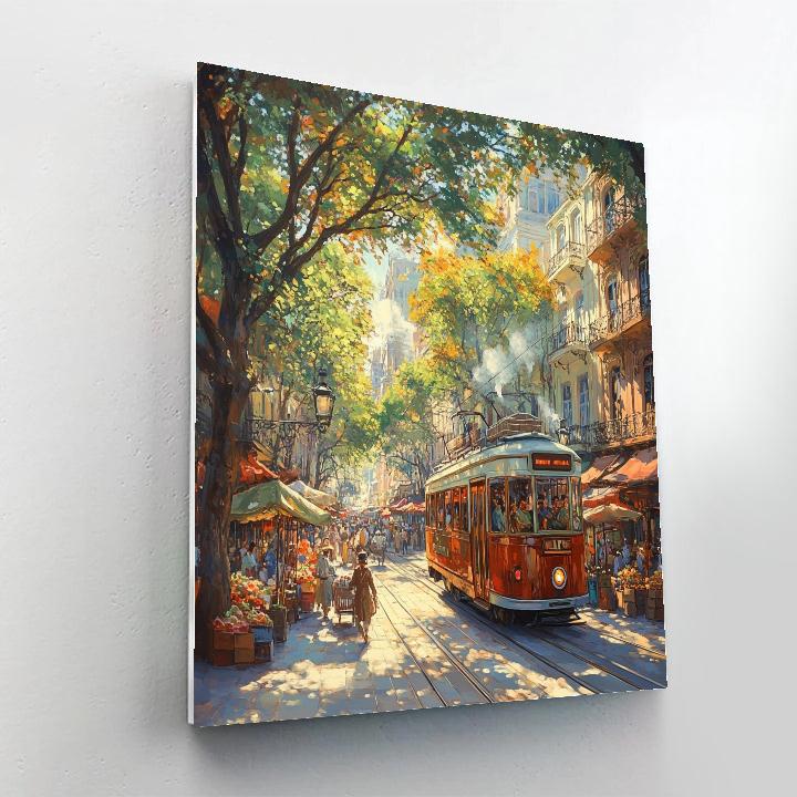 Kolkata Tramway Street India paint by color