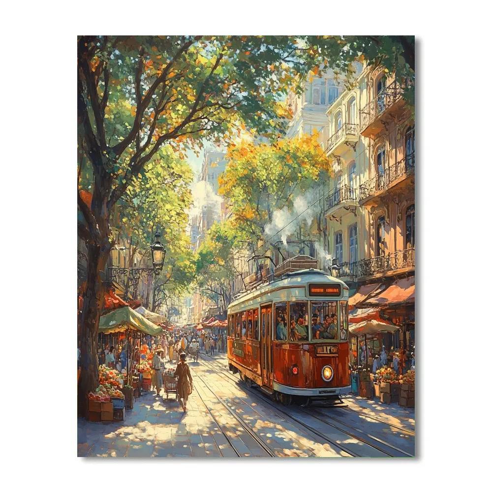 Kolkata Tramway Street India paint by color