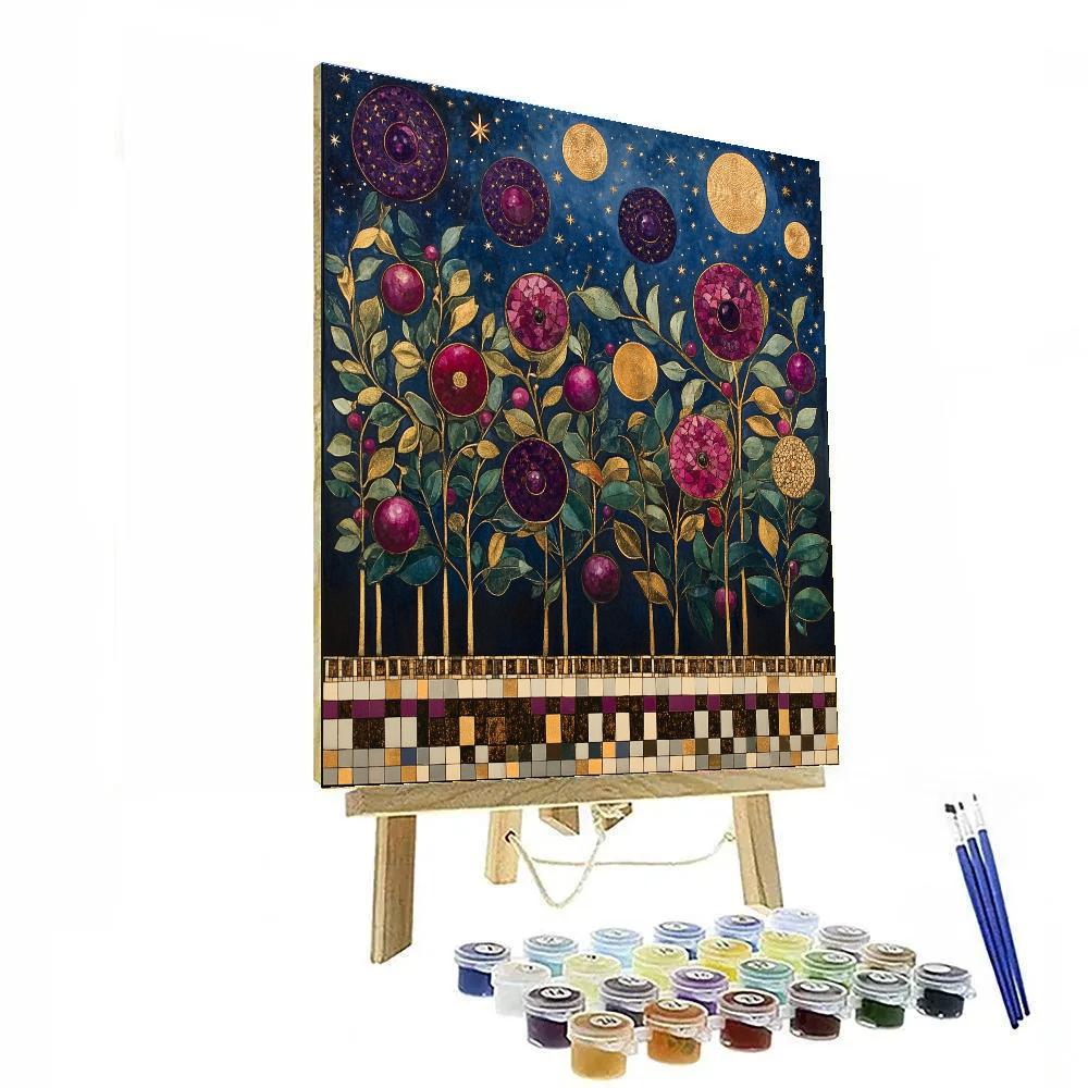 Gustav Klimt Inspired Amethyst Star Orchard paint by color