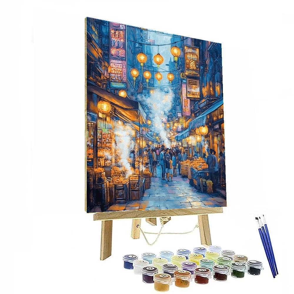 Chinatown Alley Singapore Night Scene Paint by numbers art