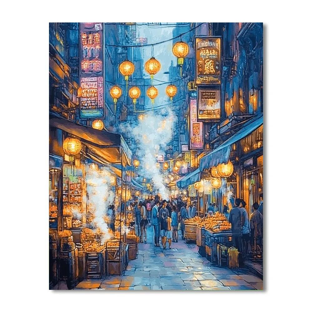 Chinatown Alley Singapore Night Scene Paint by numbers art