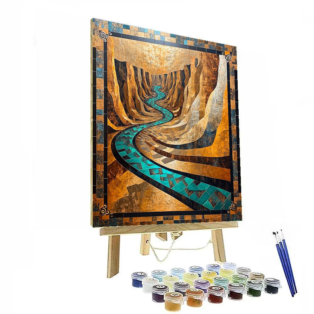 Gustav Klimt Inspired Golden Canyon Tesselation Paint by numbers kits