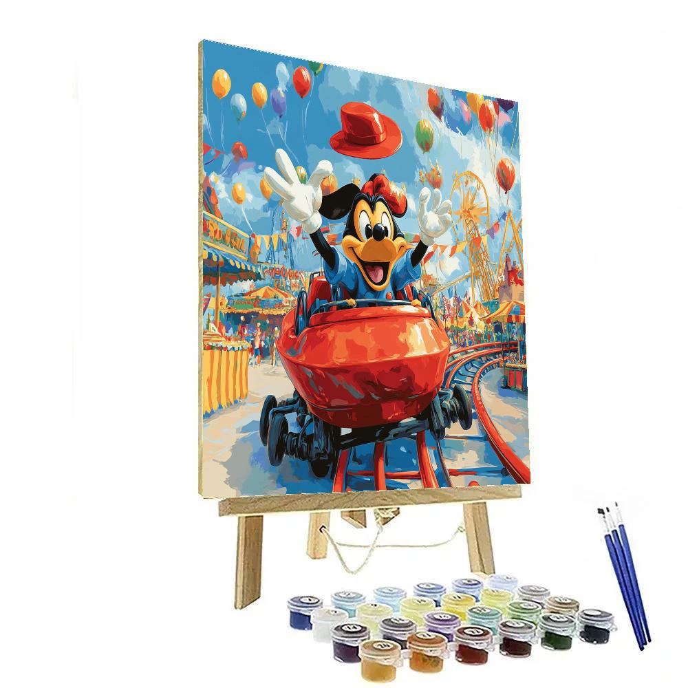 Goofy Amusement Park Roller Coaster Day Disney Inspired paint by number