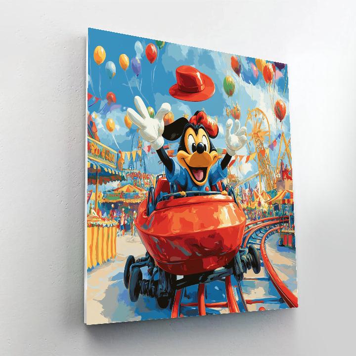 Goofy Amusement Park Roller Coaster Day Disney Inspired paint by number