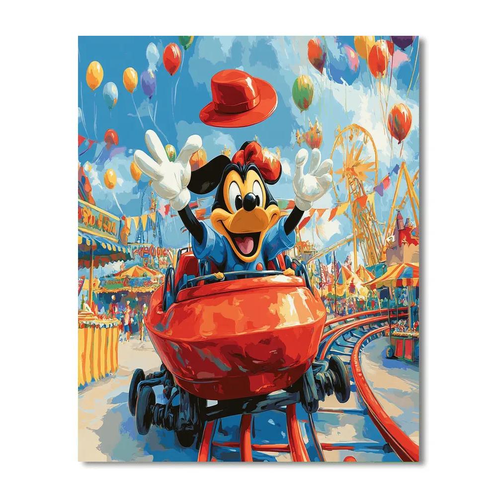 Goofy Amusement Park Roller Coaster Day Disney Inspired paint by number