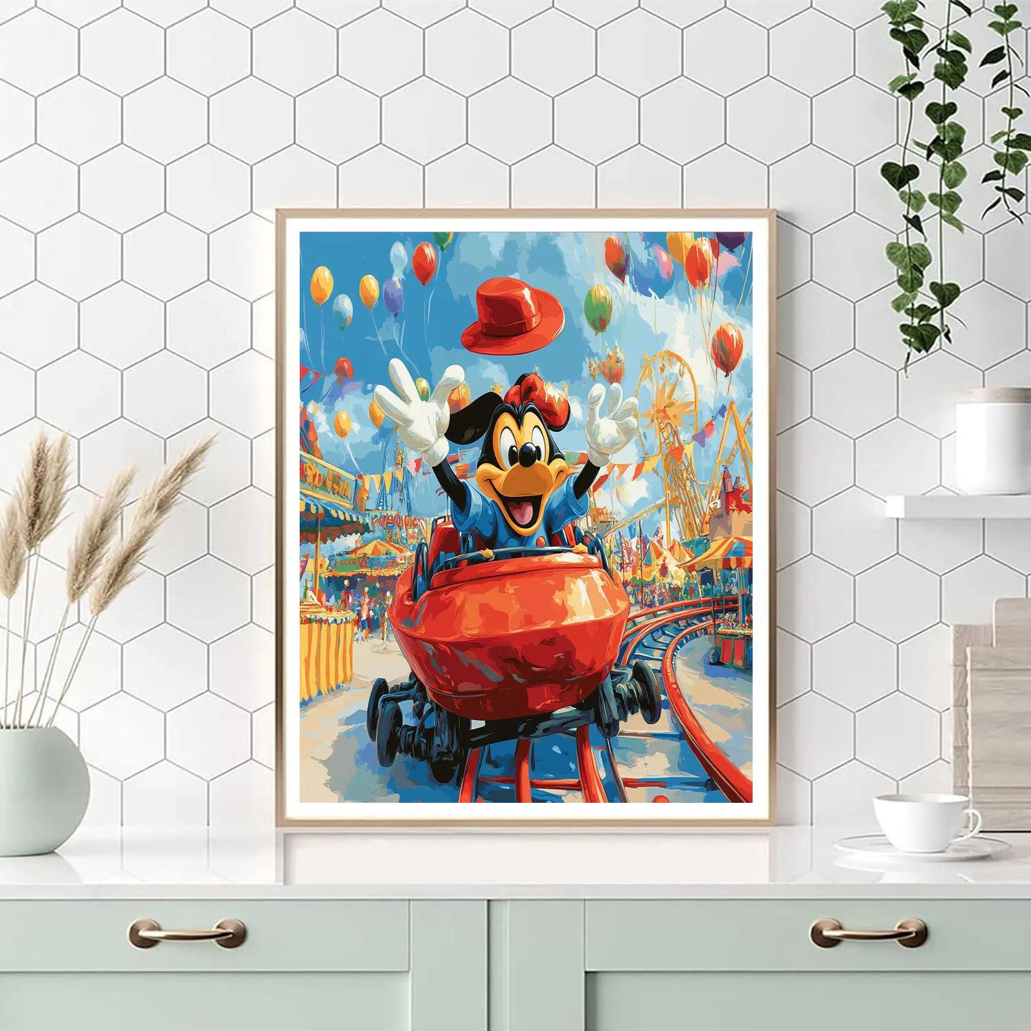 Goofy Amusement Park Roller Coaster Day Disney Inspired paint by number