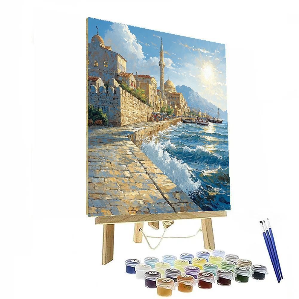 Old Harbor Alexandria Corniche Egypt paint by color