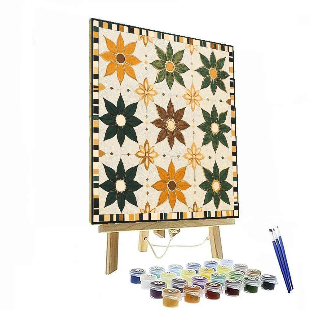 Gustav Klimt Inspired Golden Star Anise Pattern Field Paint by numbers kits