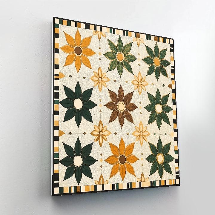 Gustav Klimt Inspired Golden Star Anise Pattern Field Paint by numbers kits