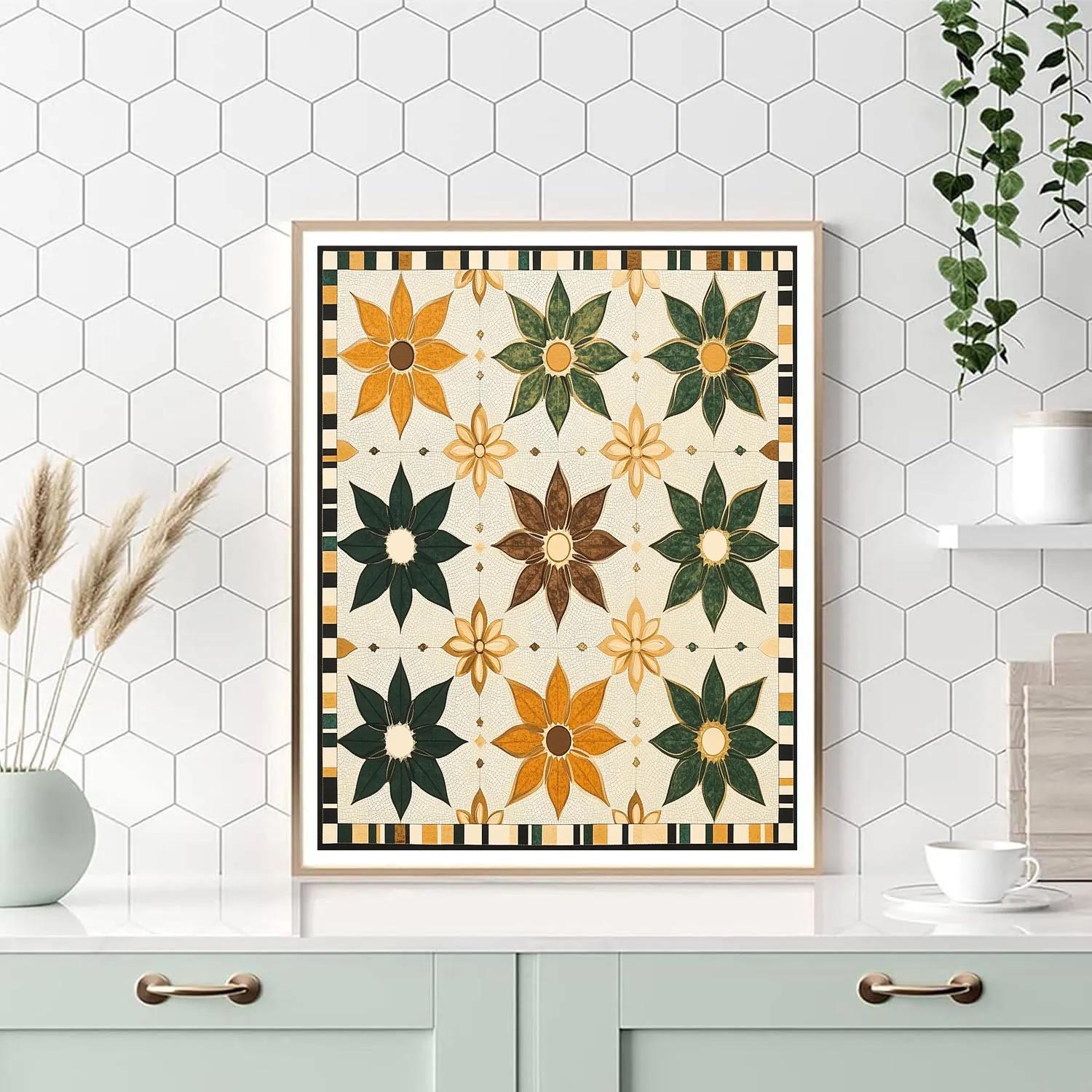 Gustav Klimt Inspired Golden Star Anise Pattern Field Paint by numbers kits