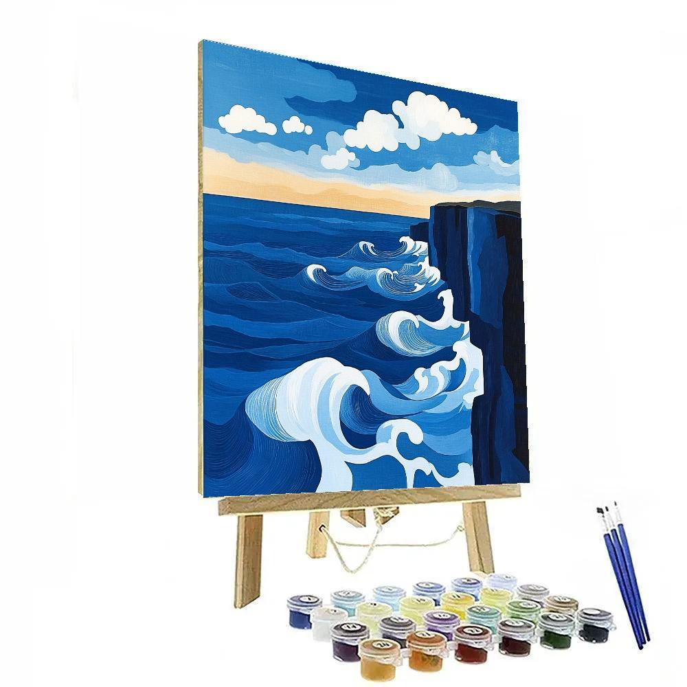 Hokusai Inspired Coastal Cliff Numbered painting kits