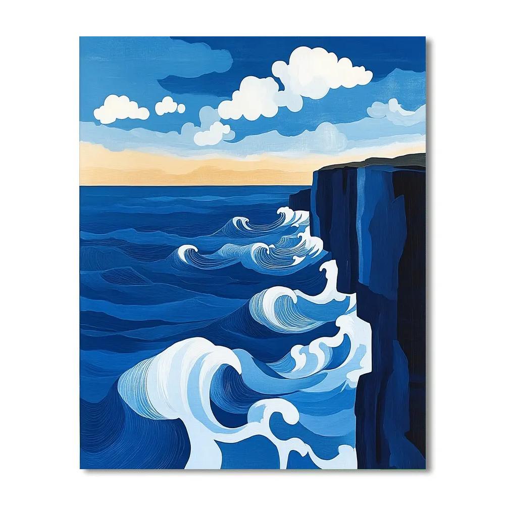 Hokusai Inspired Coastal Cliff Numbered painting kits