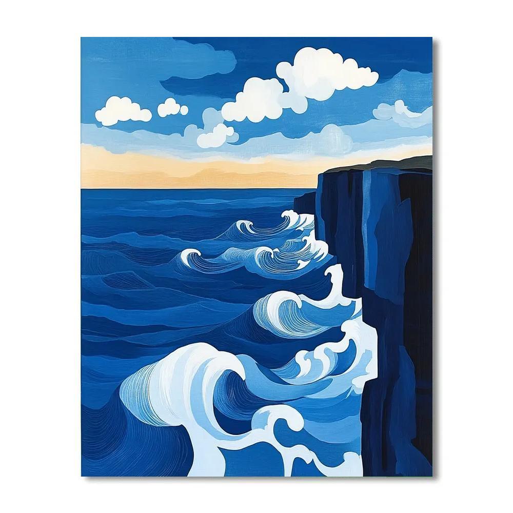 Hokusai Inspired Coastal Cliff Numbered painting kits