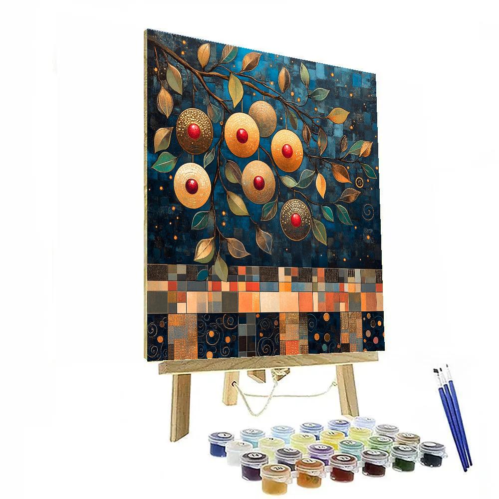 Gustav Klimt Inspired Bronze Orchard At Twilight Numbered painting kits