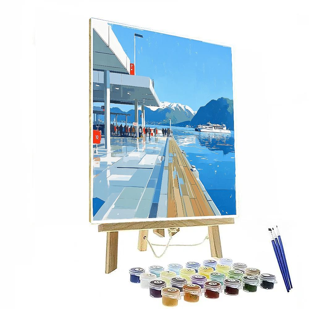 Ferry Terminal Oslo Waterfront Norway paint by numbers