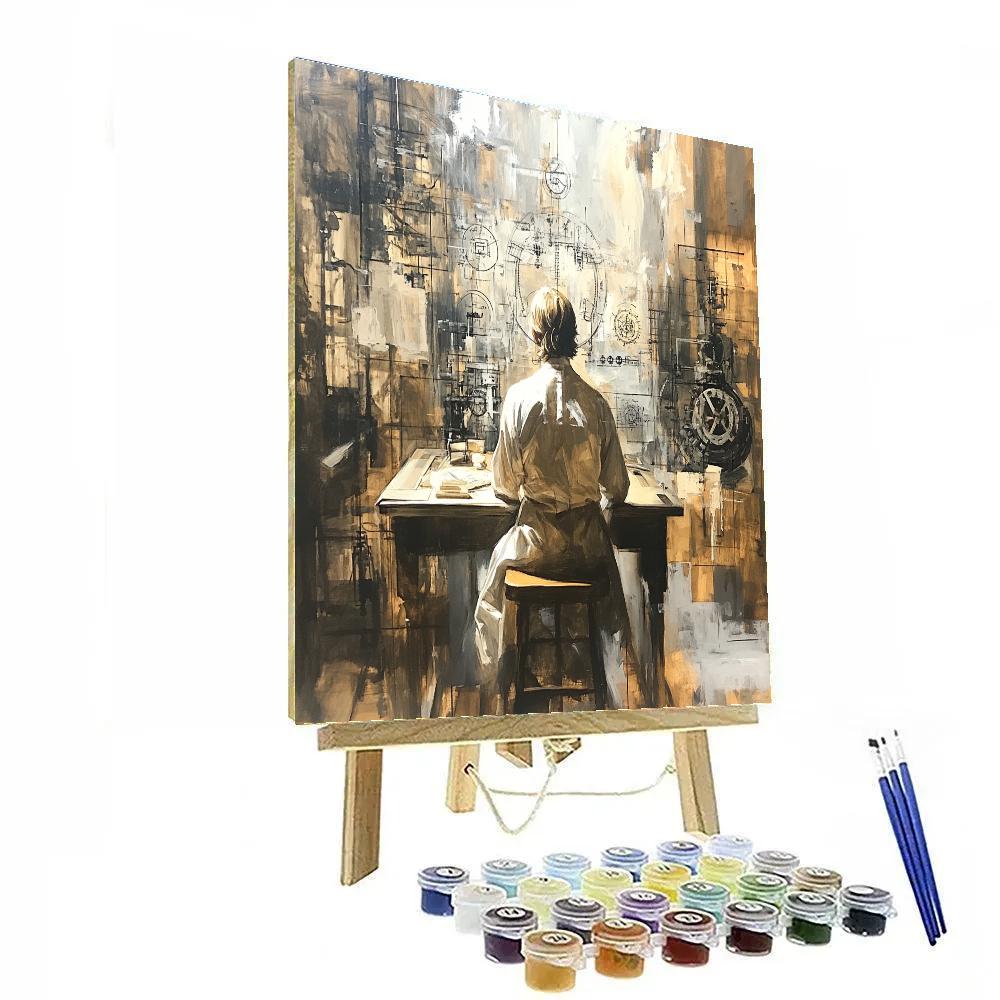 Leonardo Da Vinci Inspired Inventor Studio Number painting