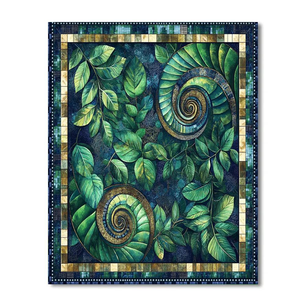 Gustav Klimt Inspired Emerald Spiral Rainforest Carpet Paint by numbers art