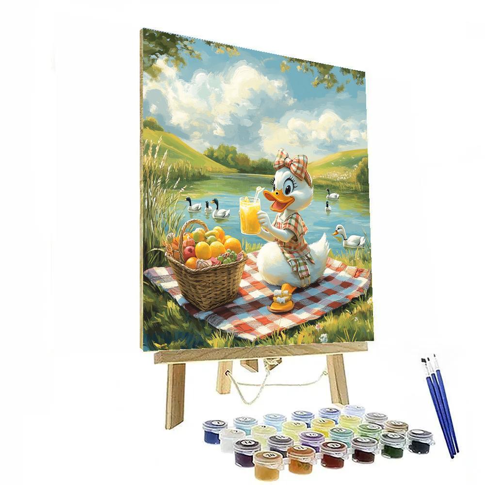 Daisy Duck Lakeside Picnic Afternoon Disney Inspired painting number kit