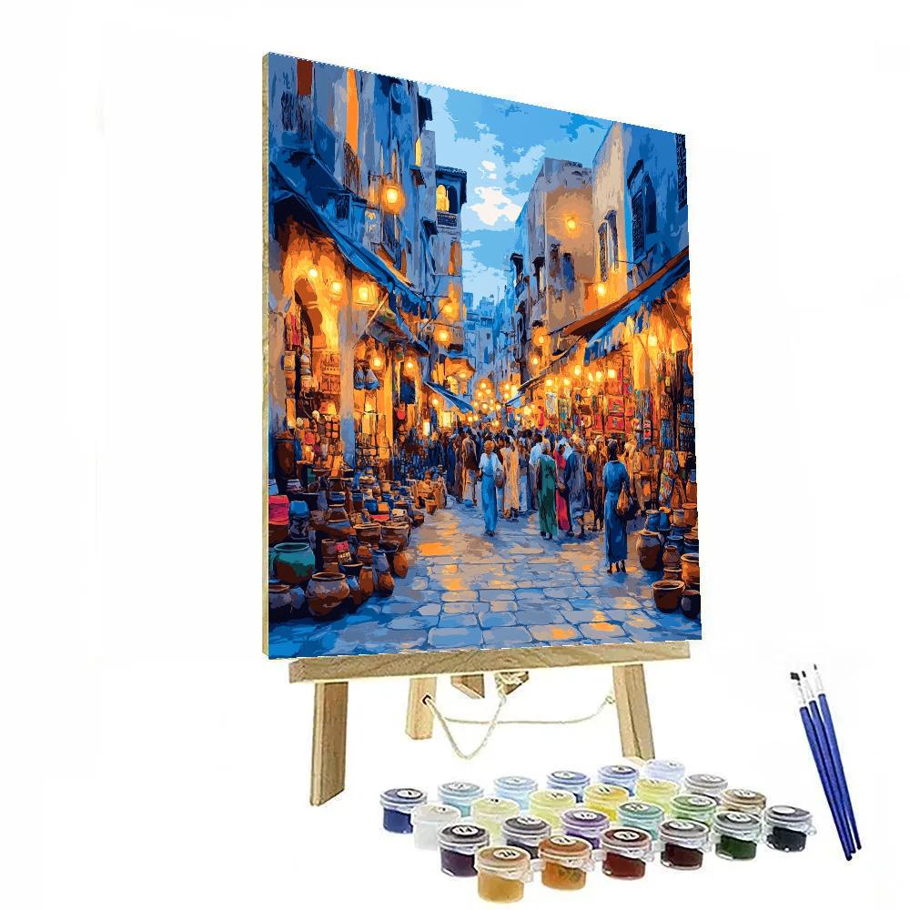 Night Stalls Of Marrakech Souk Morocco paint by number