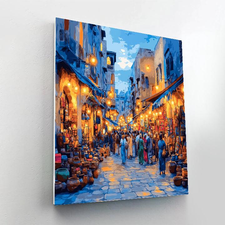 Night Stalls Of Marrakech Souk Morocco paint by number