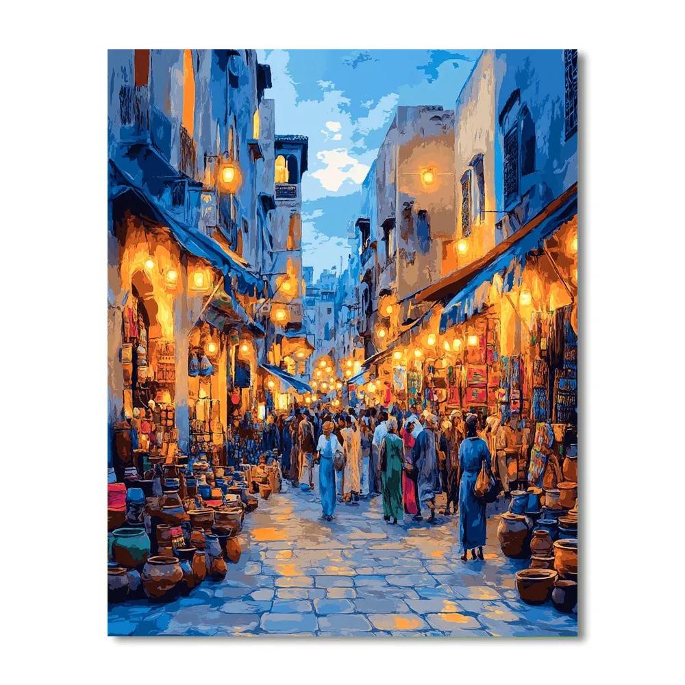 Night Stalls Of Marrakech Souk Morocco paint by number
