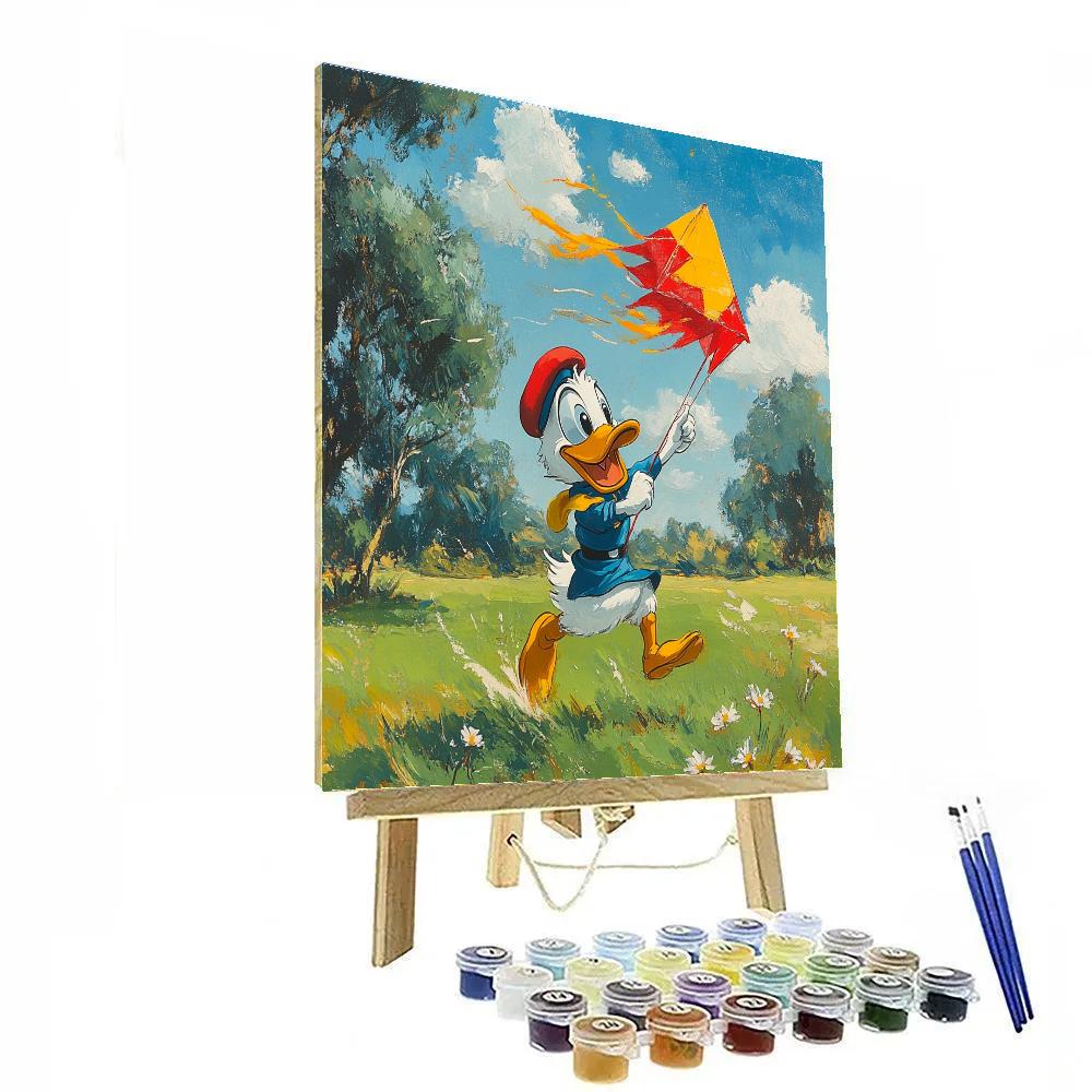 Donald Duck Windy Kite Field Disney Inspired painting number kit