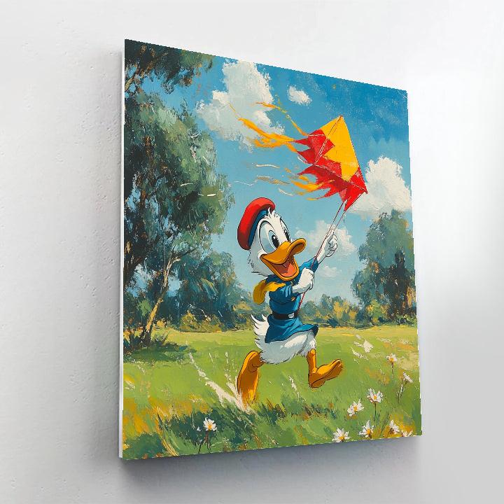 Donald Duck Windy Kite Field Disney Inspired painting number kit