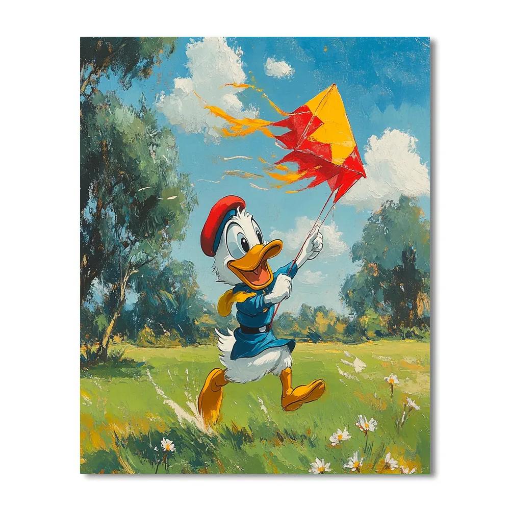 Donald Duck Windy Kite Field Disney Inspired painting number kit
