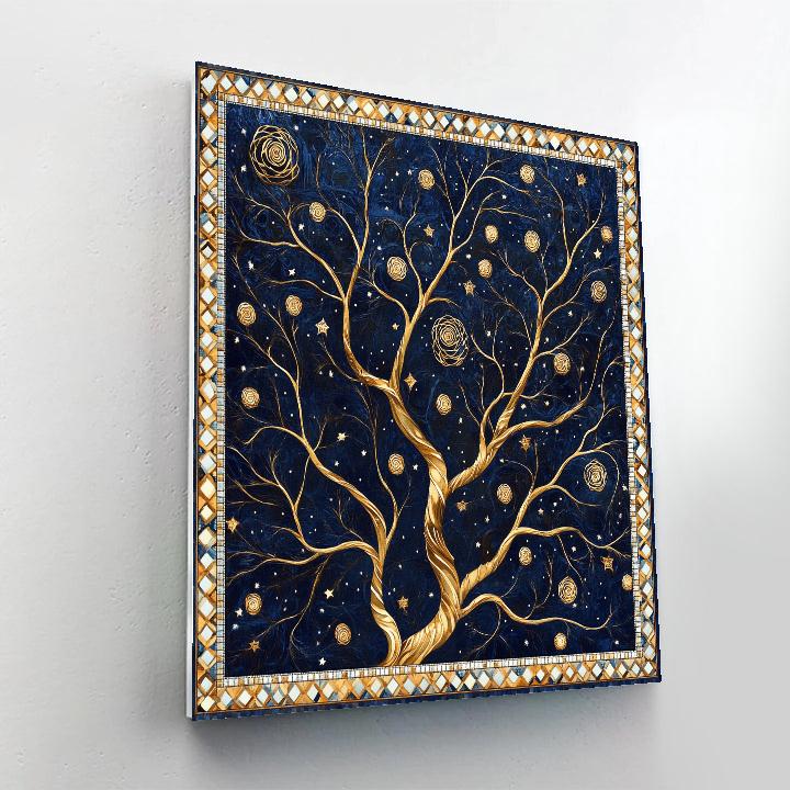 Gustav Klimt Inspired Ivory Frost On Golden Branches Paint by numbers art