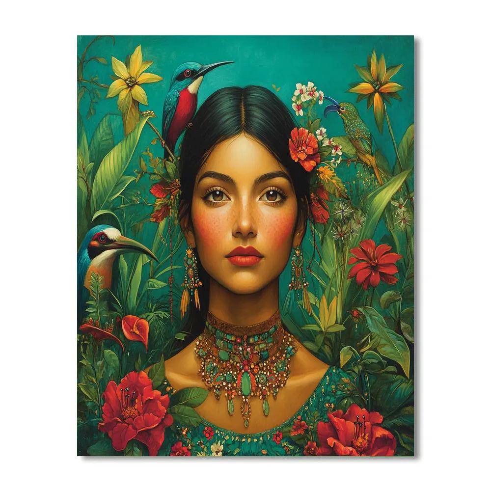 Frida Kahlo Inspired Garden Portrait Paint by numbers art