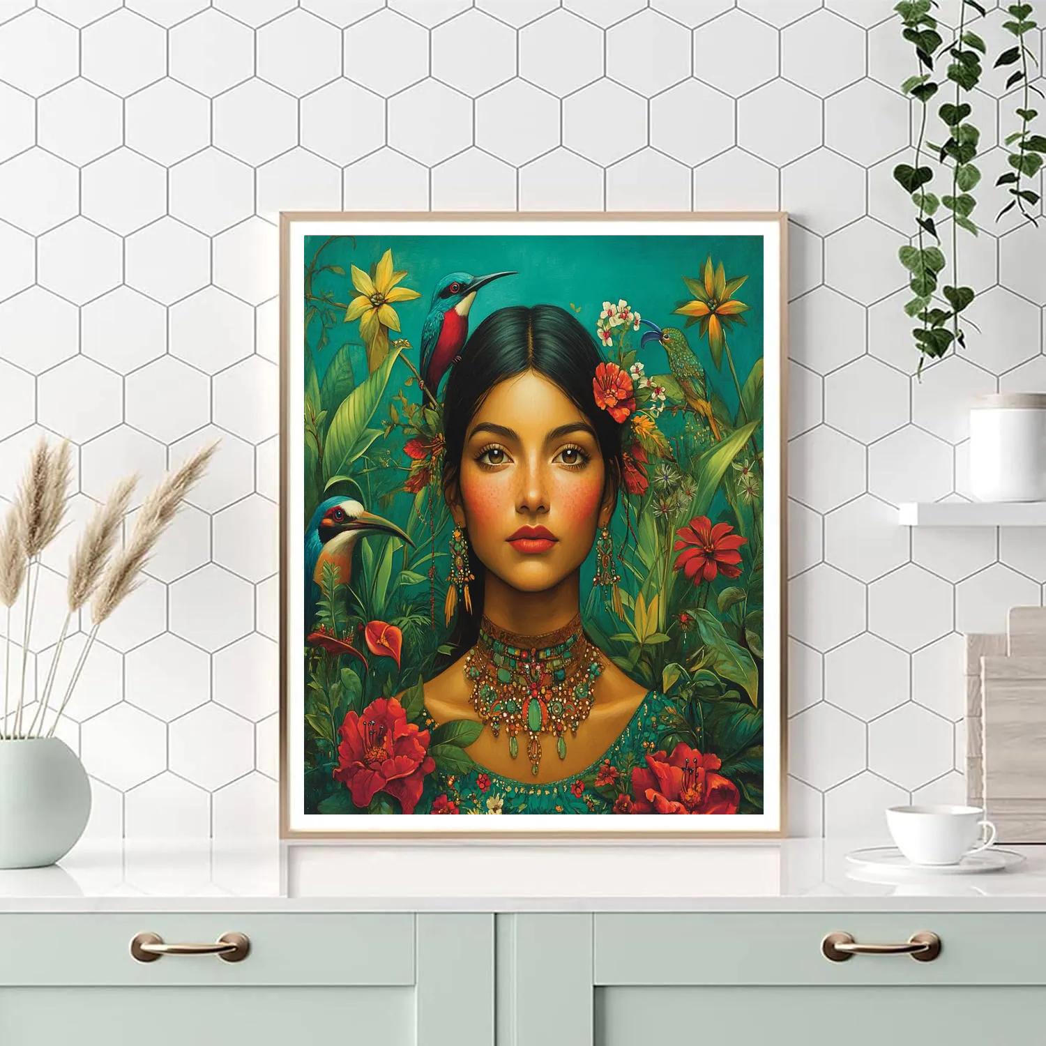Frida Kahlo Inspired Garden Portrait Paint by numbers art