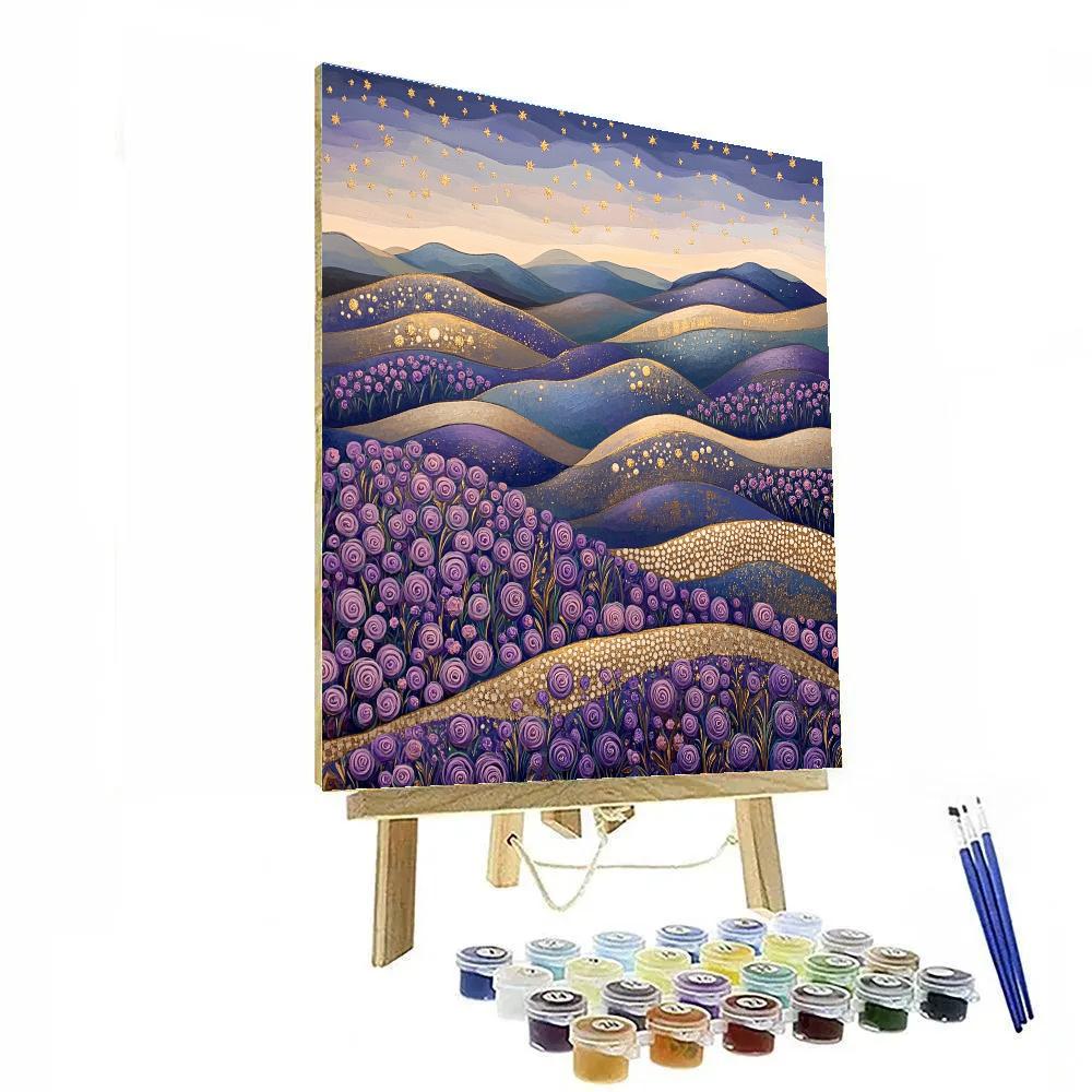 Gustav Klimt Inspired Golden Heather Hills Pattern paint by color