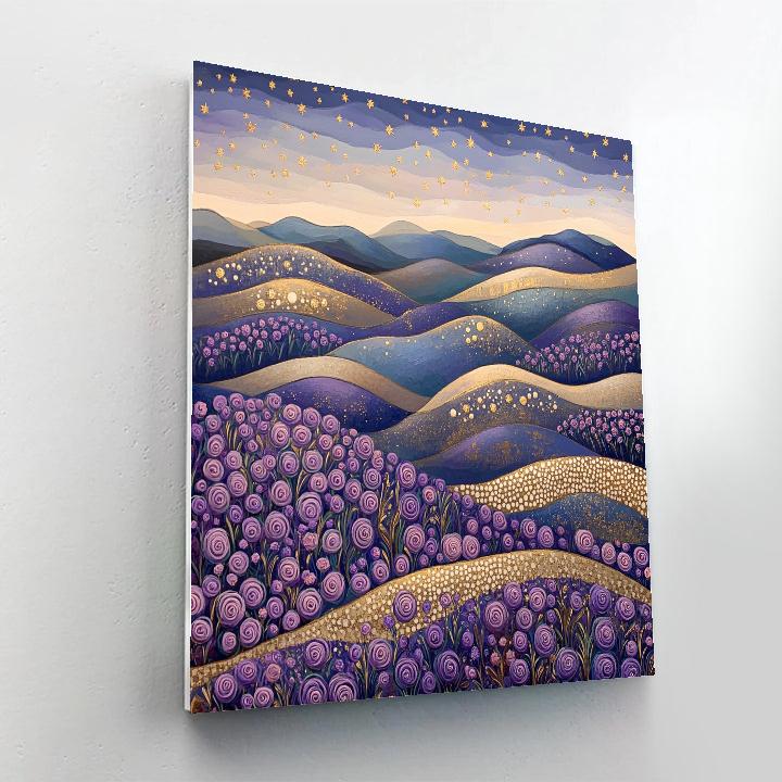 Gustav Klimt Inspired Golden Heather Hills Pattern paint by color