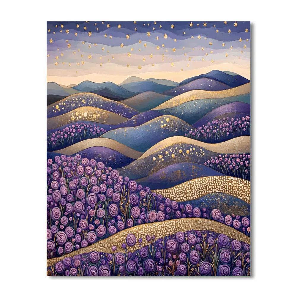Gustav Klimt Inspired Golden Heather Hills Pattern paint by color