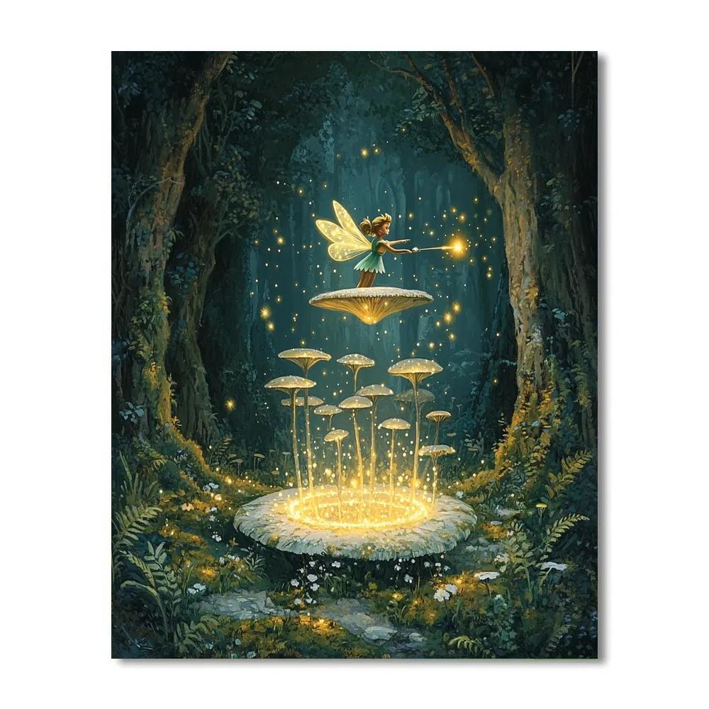 Tinker Bell Forest Mushroom Glow Disney Inspired Painting by numbers kit