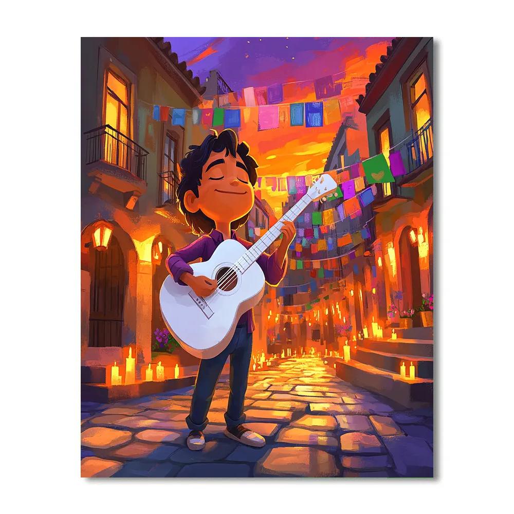 Miguel Music Plaza Evening Disney Inspired painting number kit