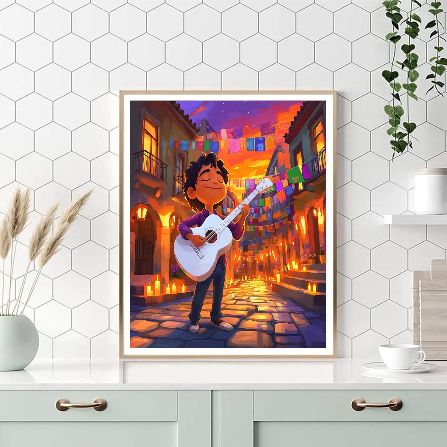 Miguel Music Plaza Evening Disney Inspired painting number kit