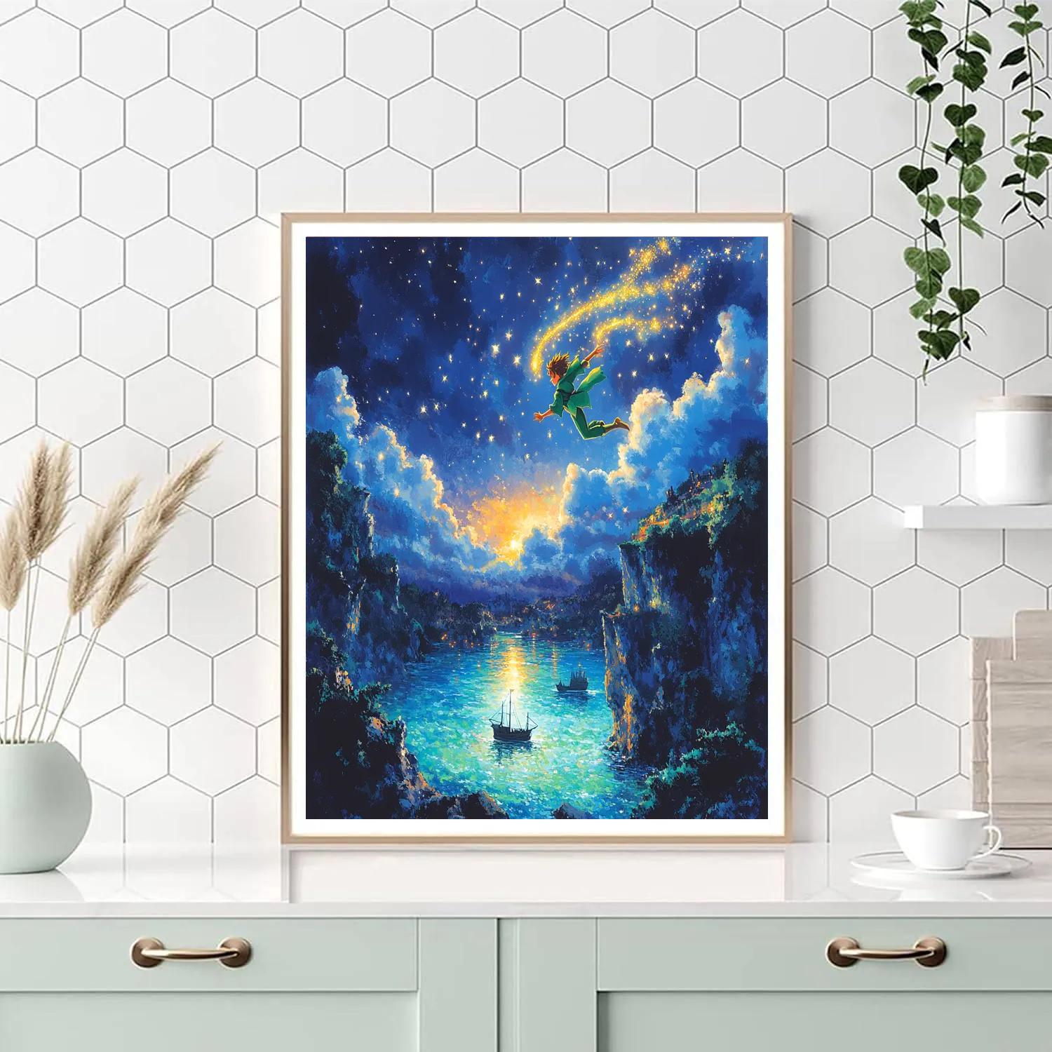 Peter Pan Neverland Lagoon Flight Disney Inspired Painting by numbers kit