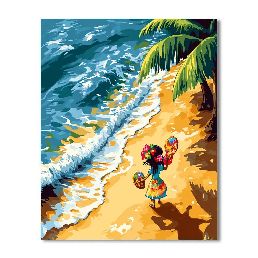 Lilo Hawaiian Beach Shell Search Disney Inspired paint by numbers