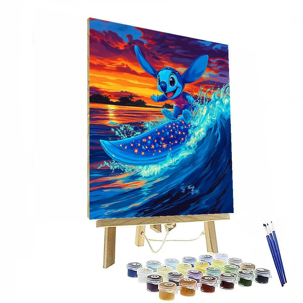 Stitch Galactic Surf Wave Disney Inspired painting number kit