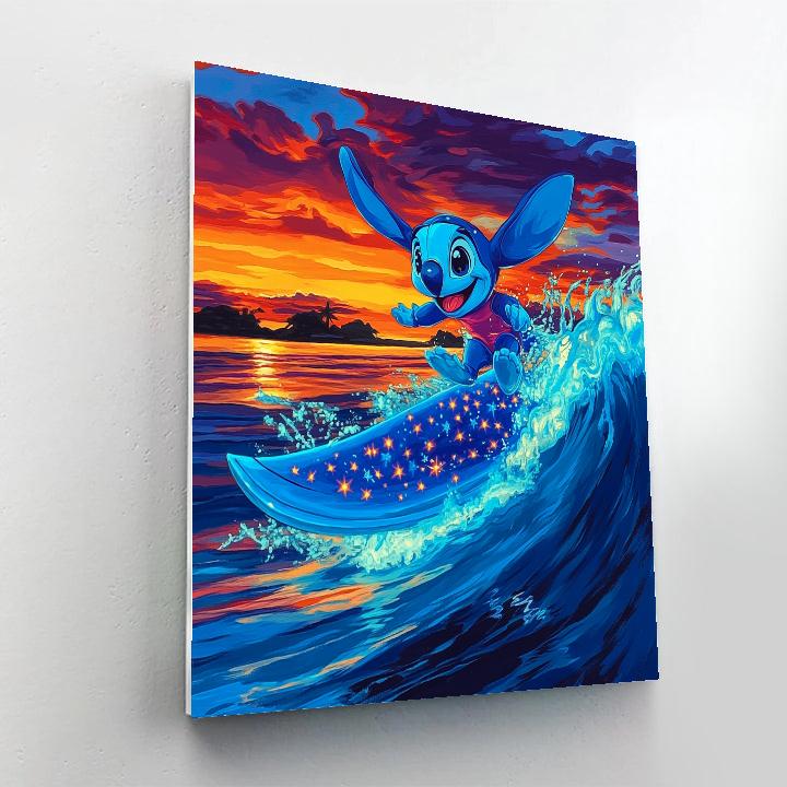 Stitch Galactic Surf Wave Disney Inspired painting number kit